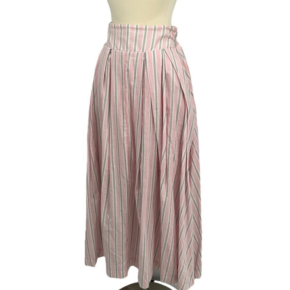 Mable Size S Sydney Square Neck Top & Skirt Set Pink Grey Stripe 100% Cotton - Picture 13 of 16